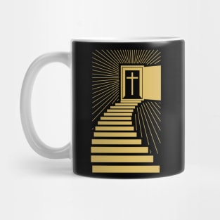 Stairs leading to the cross of Christ. Mug